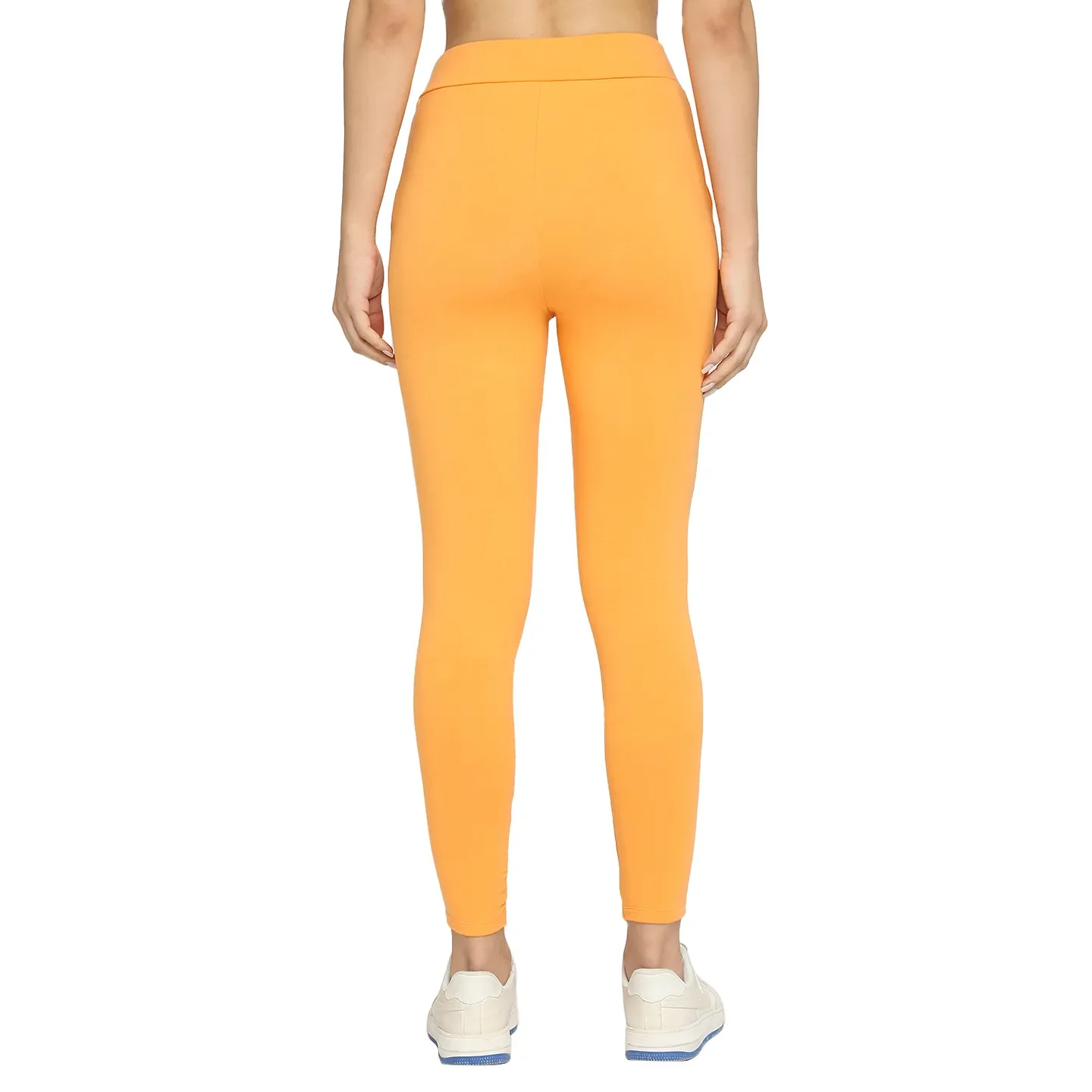 Orange Slim Fit Women's Cotton Leggings By Being Human Clothing - Image 4