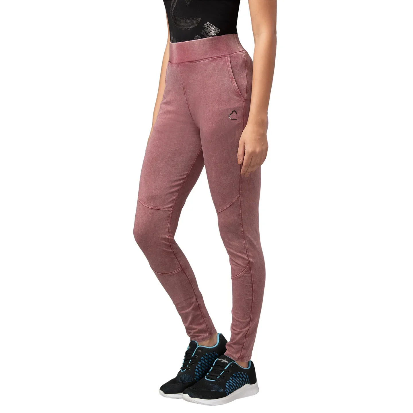 Pink Slim Fit Women's Cotton Leggings By Being Human Clothing - Image 4