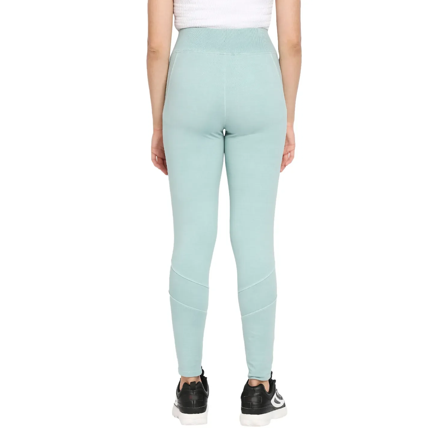 Blue Slim Fit Women's Cotton Leggings By Being Human Clothing - Image 4