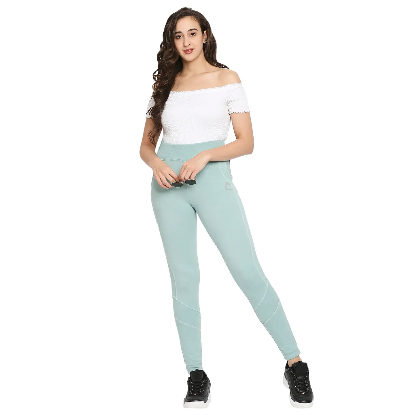 Blue Slim Fit Women's Cotton Leggings By Being Human Clothing - Image 6