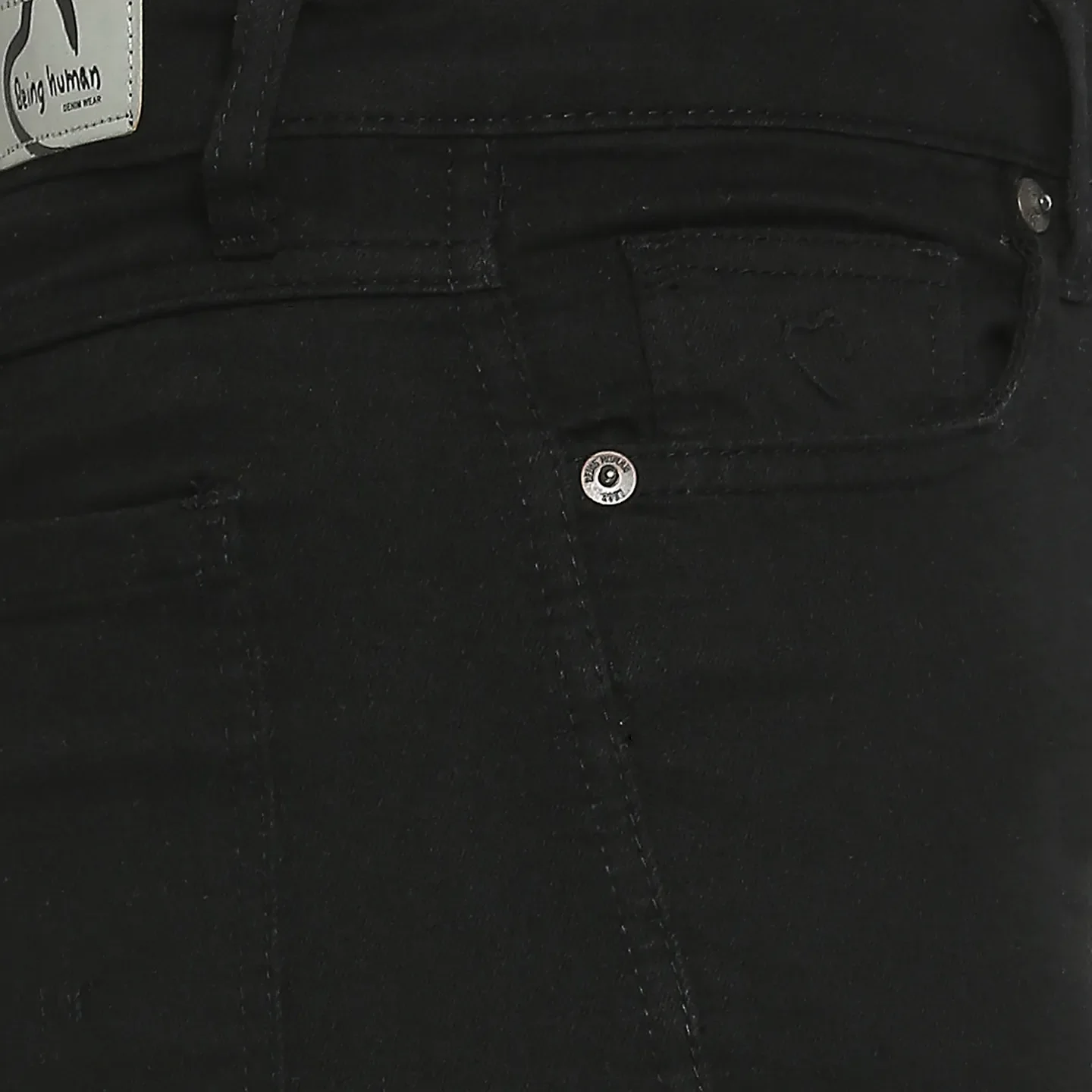 Black Mid Rise Super Skinny Fit Cotton Women's Denims by Being Human Clothing - Image 5