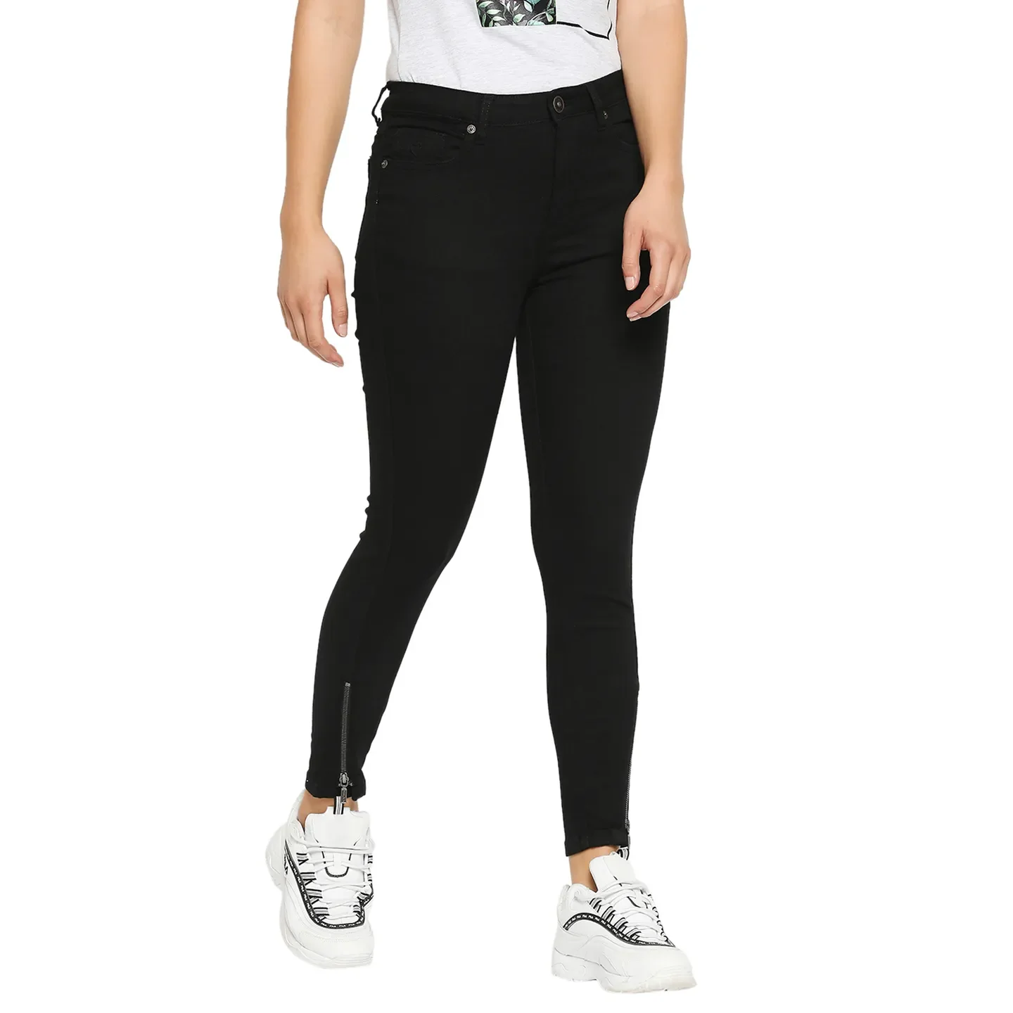Black Mid Rise Super Skinny Fit Cotton Women's Denims by Being Human Clothing - Image 6