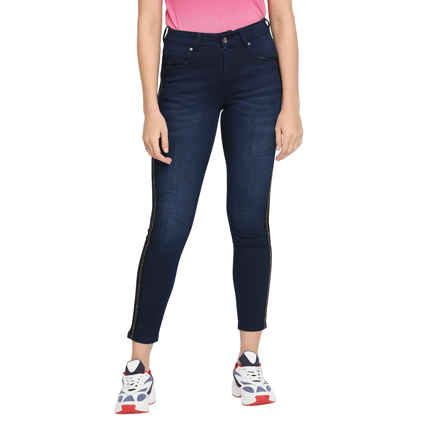 Blue Mid Rise Super Skinny Fit Cotton Women's Denims by Being Human Clothing
