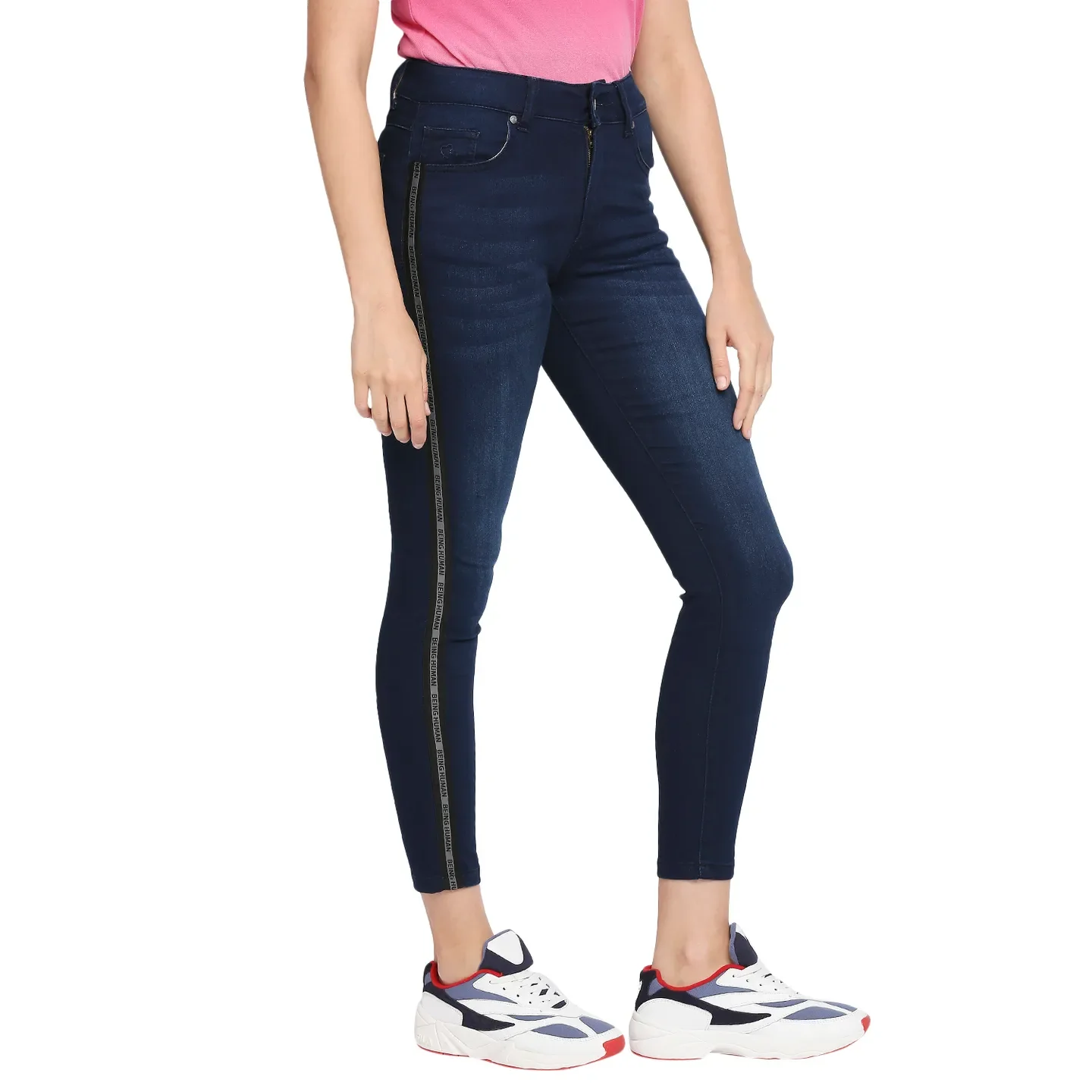 Blue Mid Rise Super Skinny Fit Cotton Women's Denims by Being Human Clothing - Image 3