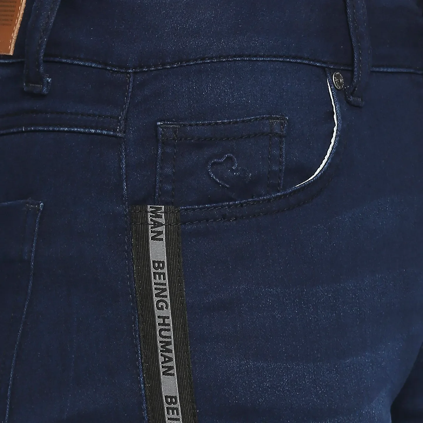 Blue Mid Rise Super Skinny Fit Cotton Women's Denims by Being Human Clothing - Image 5