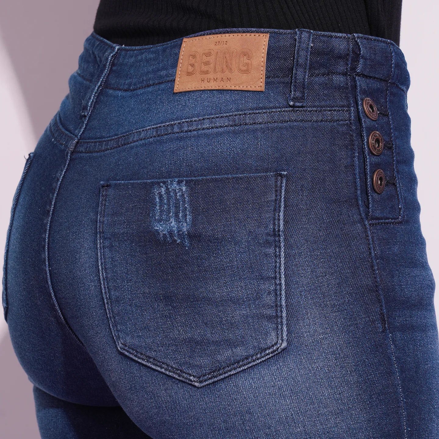 Blue Mid Rise Skinny Fit Women's Denim By Being Human Clothing - Image 5
