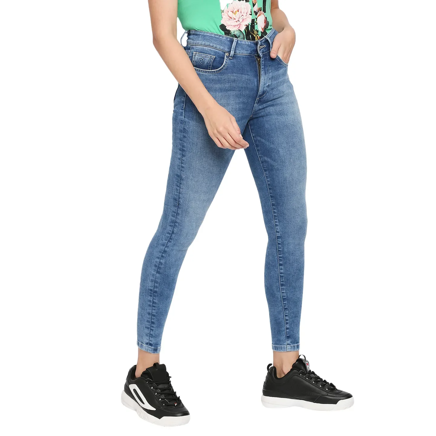 Blue Mid Rise Super Skinny Fit Cotton Women's Denims by Being Human Clothing - Image 3