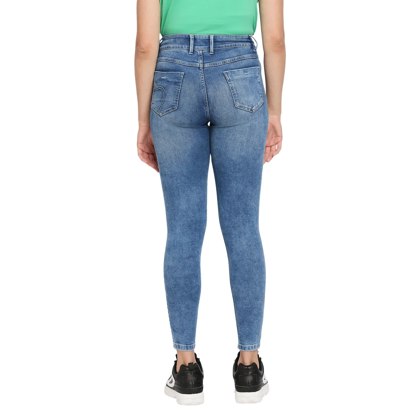 Blue Mid Rise Super Skinny Fit Cotton Women's Denims by Being Human Clothing - Image 4