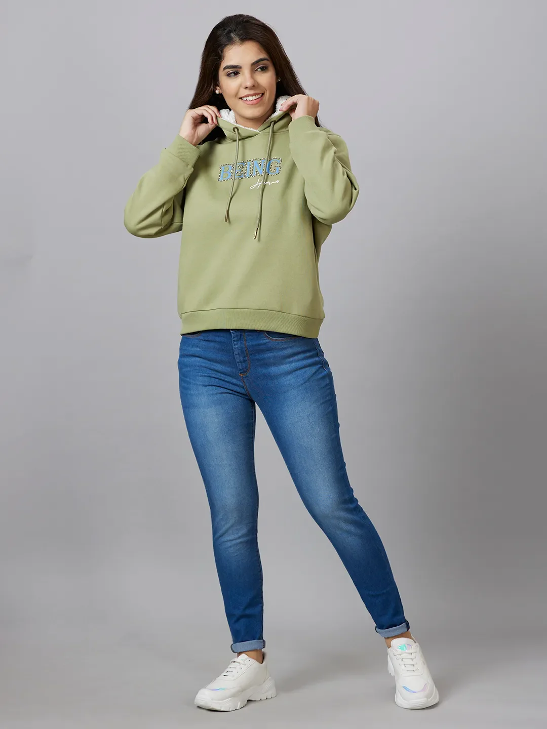 Blue Mid Rise Skinny Fit Cotton Women's Denims by Being Human Clothing - Image 2