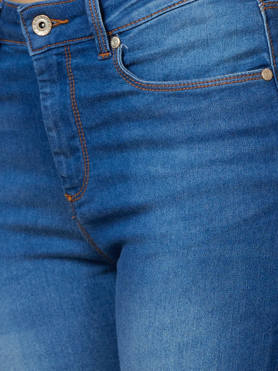 Blue Mid Rise Skinny Fit Cotton Women's Denims by Being Human Clothing - Image 5