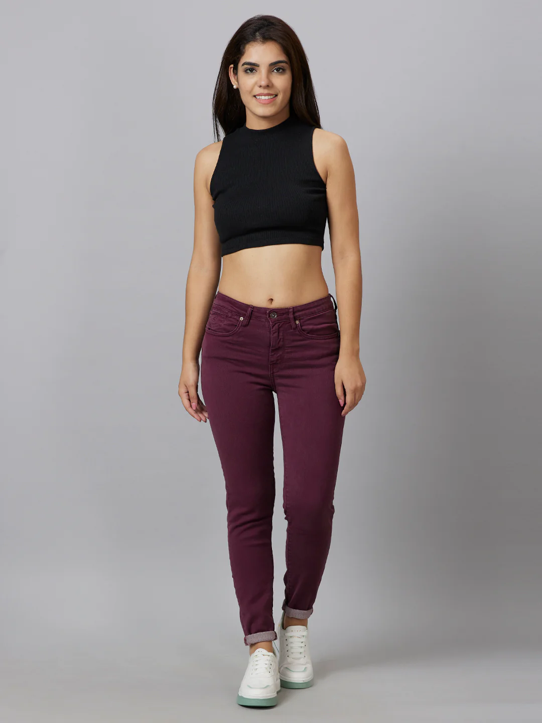 Plum Mid Rise Skinny Fit Women's Denims By Being Human Clothing - Image 2