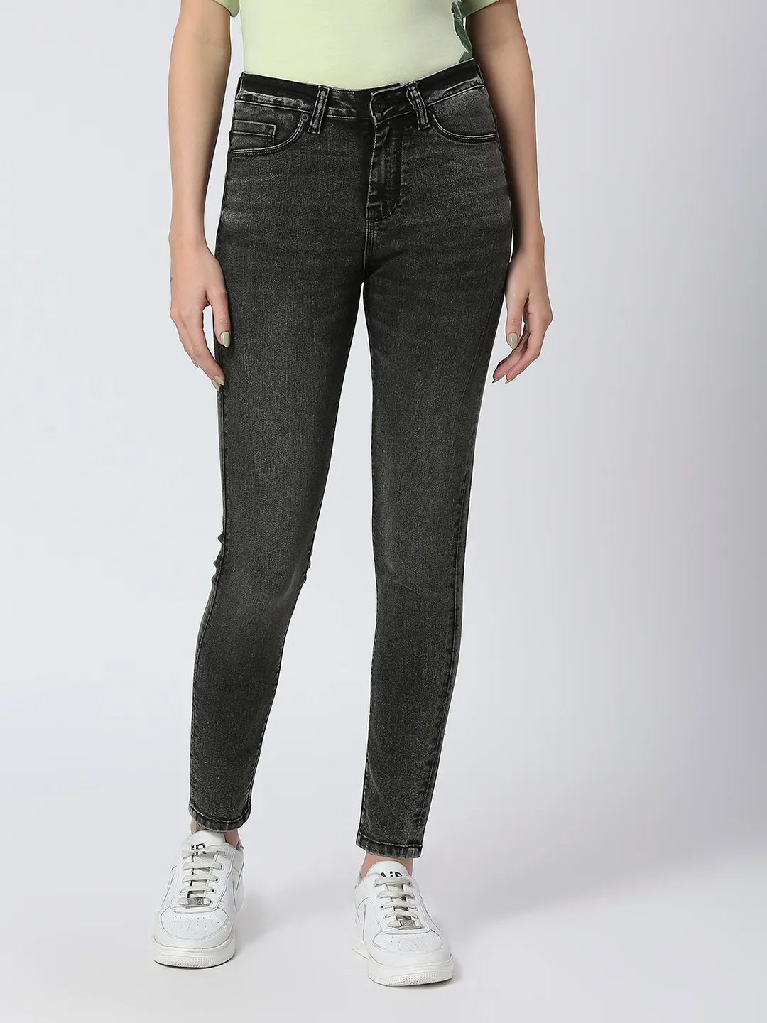 Black Mid Rise Skinny Fit Women's Denim By Being Human Clothing