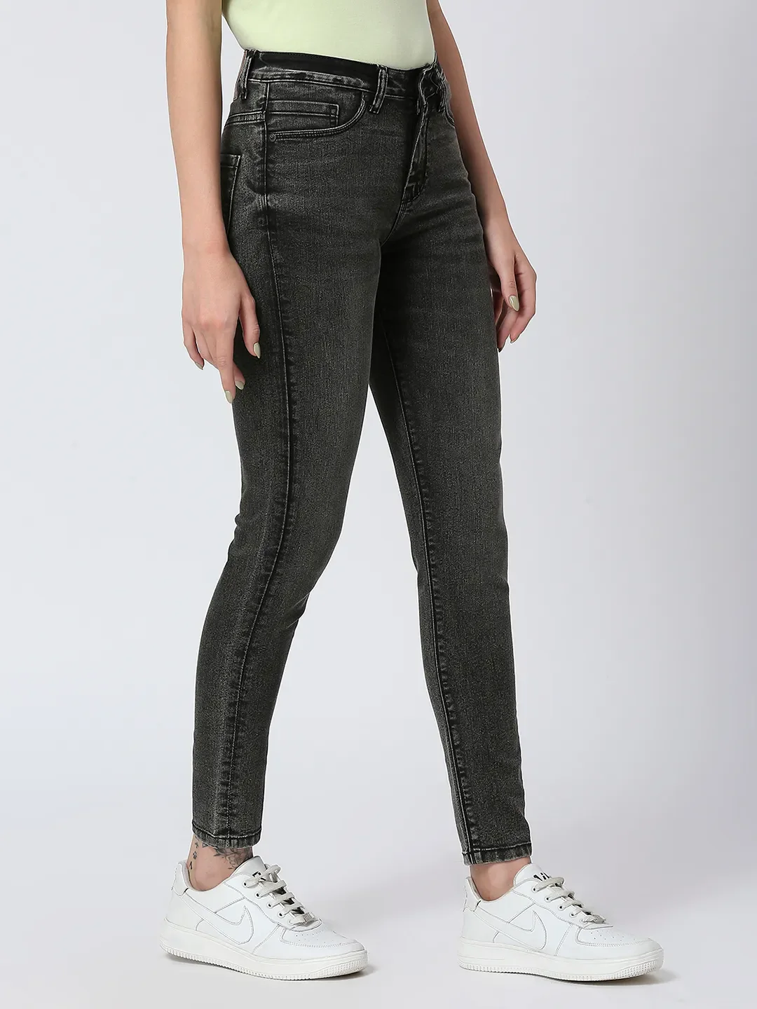 Black Mid Rise Skinny Fit Women's Denim By Being Human Clothing - Image 3