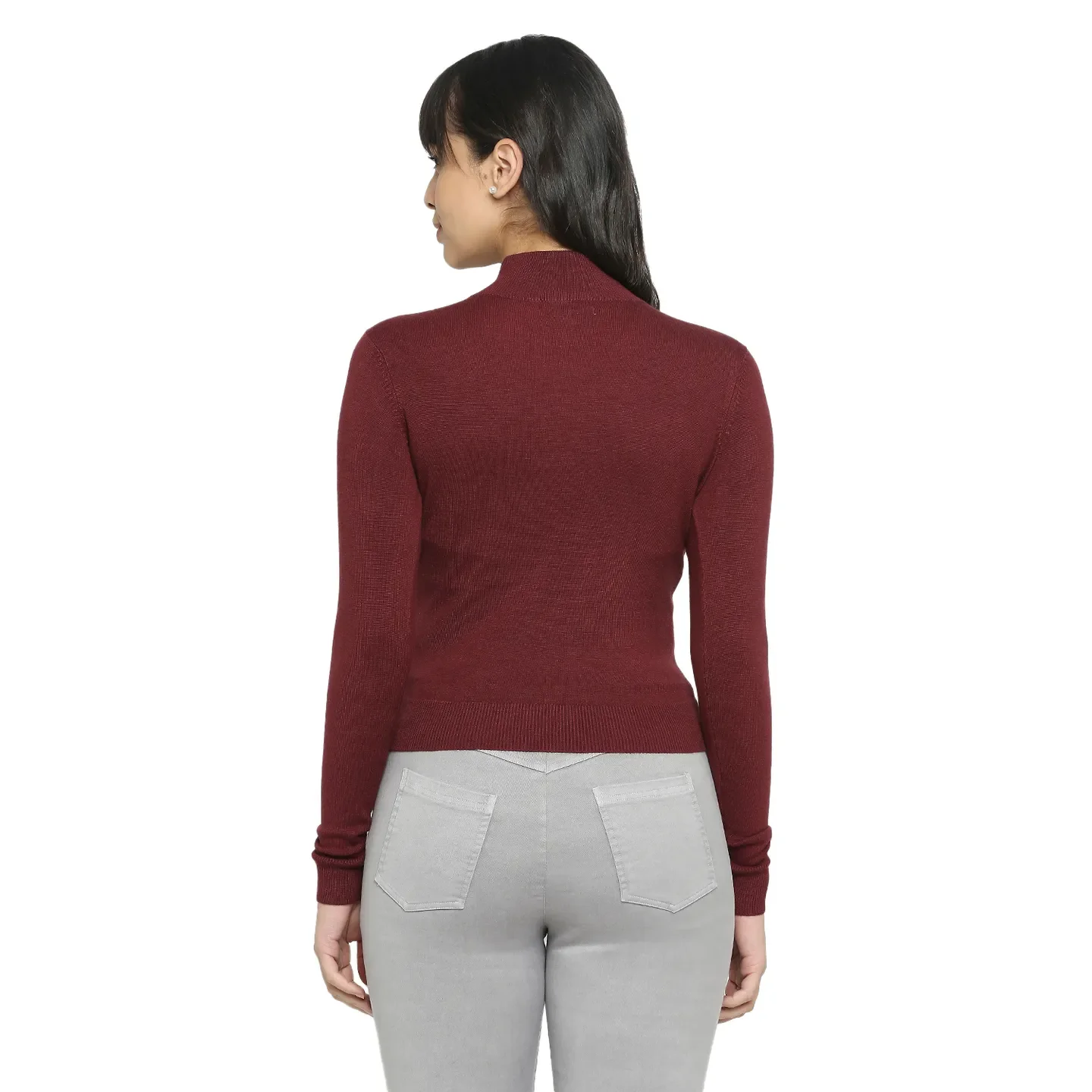 Port Wine Slim Fit Women's Long Sleeve Sweater By Being Human Clothing - Image 4