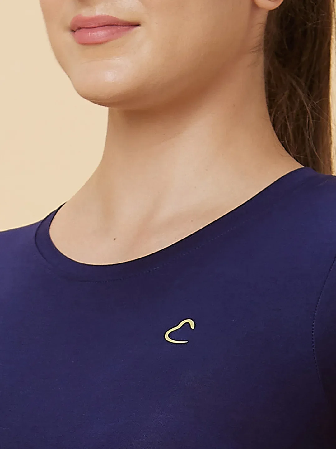 Navy Slim Fit Short Sleeve Women's T-Shirt By Being Human Clothing - Image 5