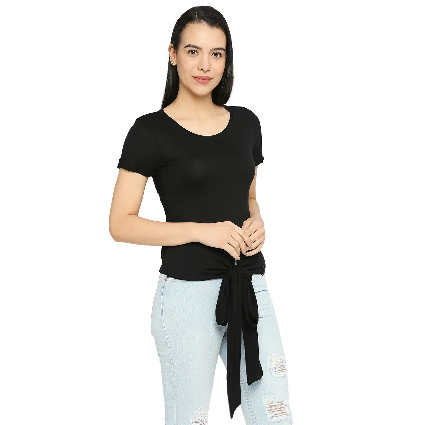 Black Easy Fit Women's Viscose T-Shirt By Being Human Clothing - Image 3