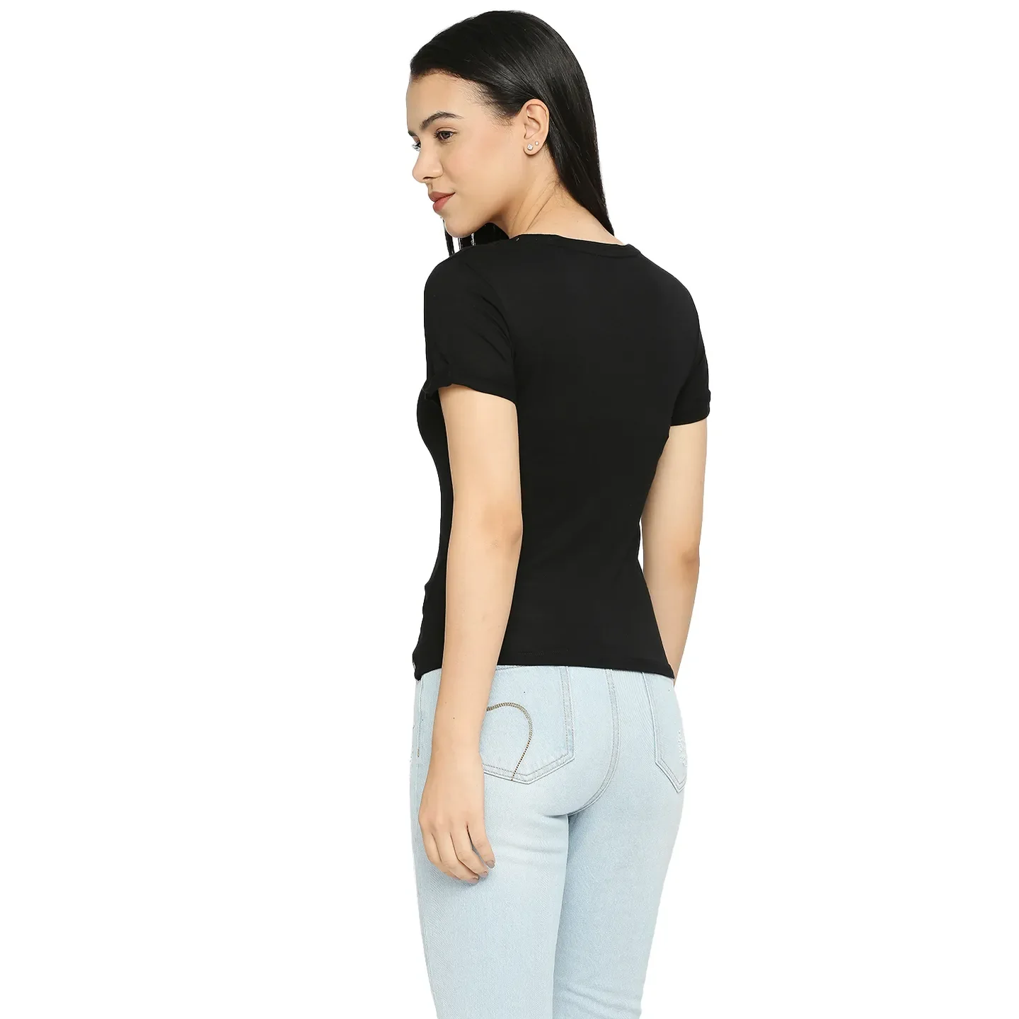Black Easy Fit Women's Viscose T-Shirt By Being Human Clothing - Image 4