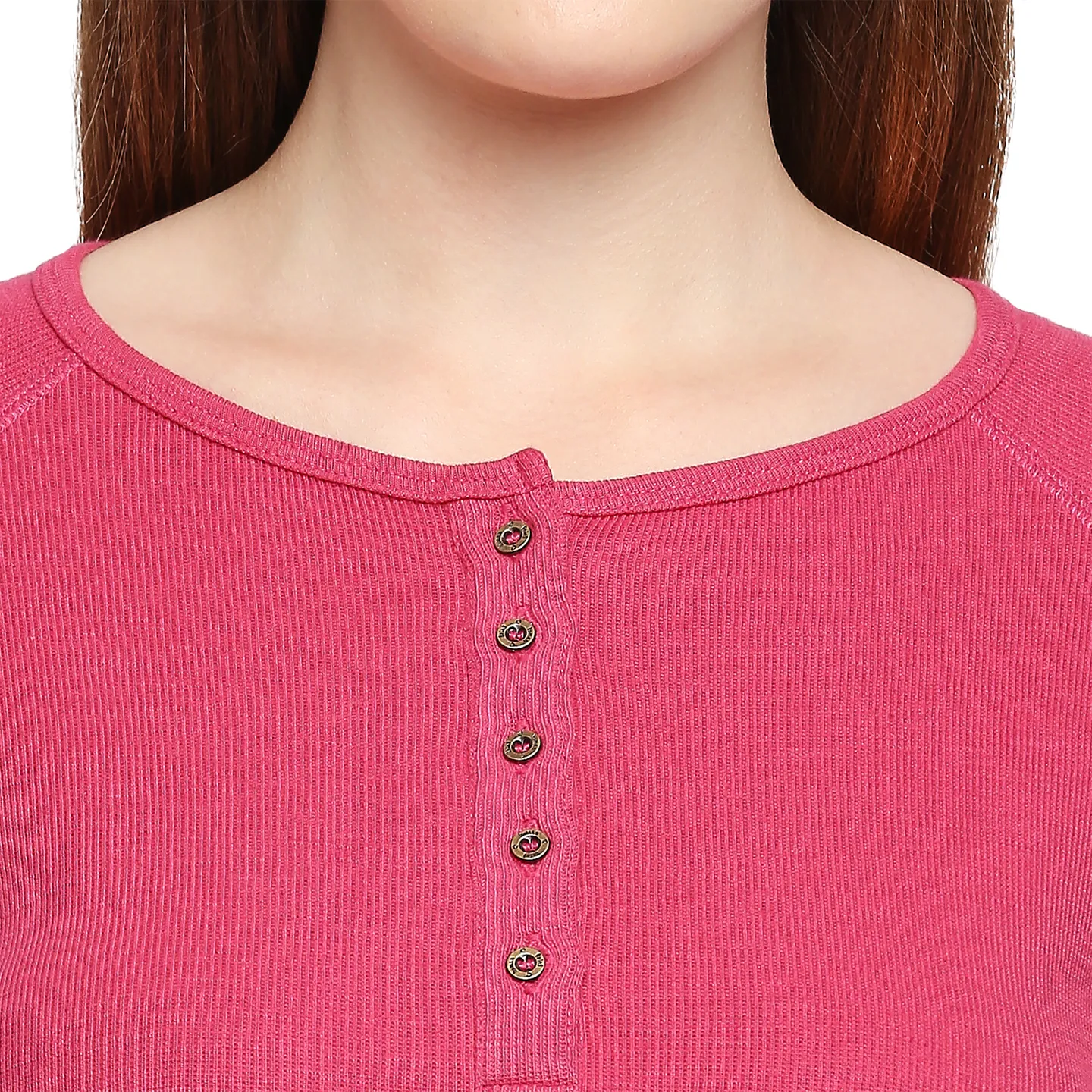 Red Slim Fit Round Neck Long Sleeves Cotton Women's T-Shirt by Being Human Clothing - Image 5
