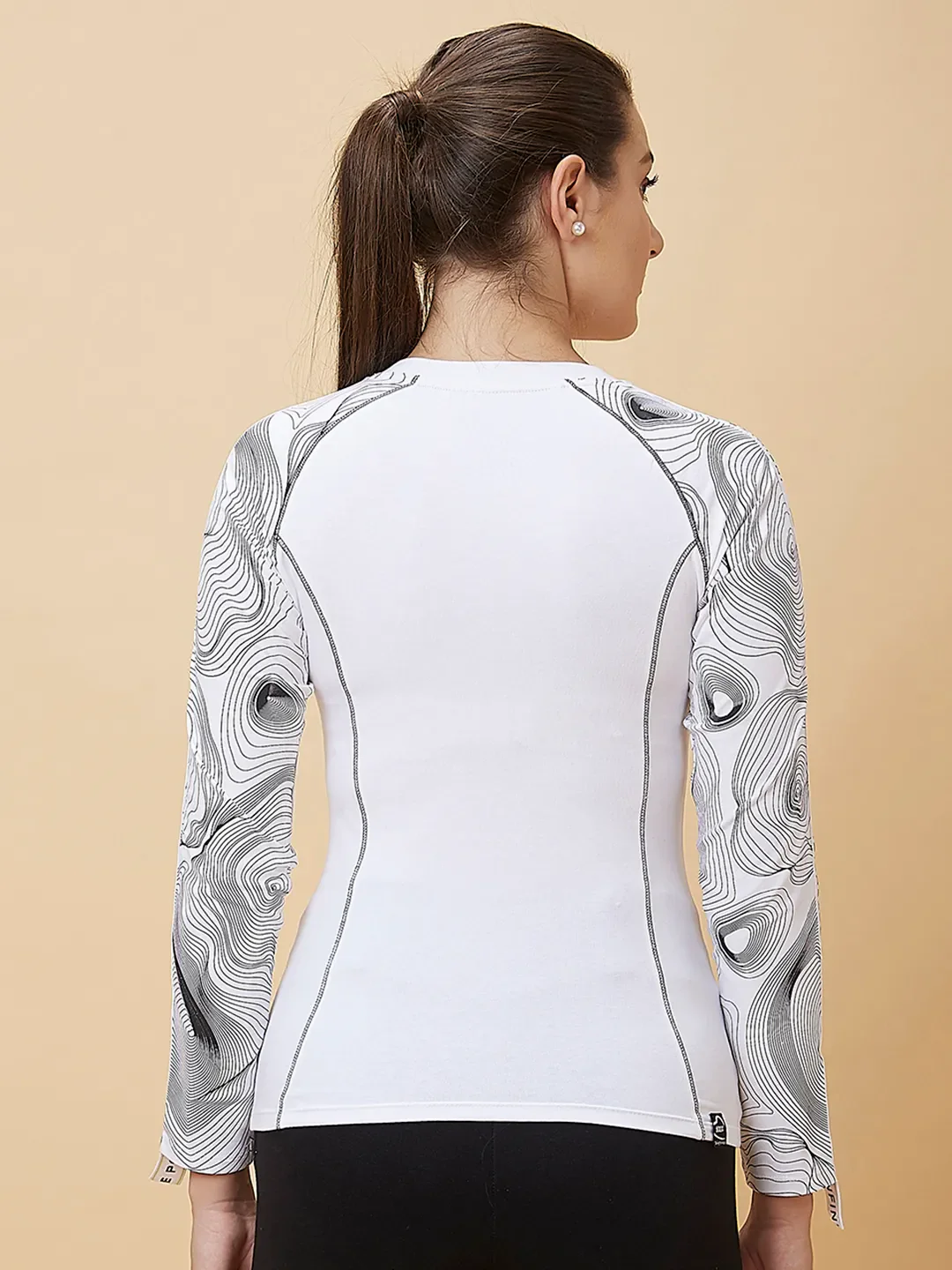 White Slim Fit Women's Cotton T-Shirt By Being Human Clothing - Image 3
