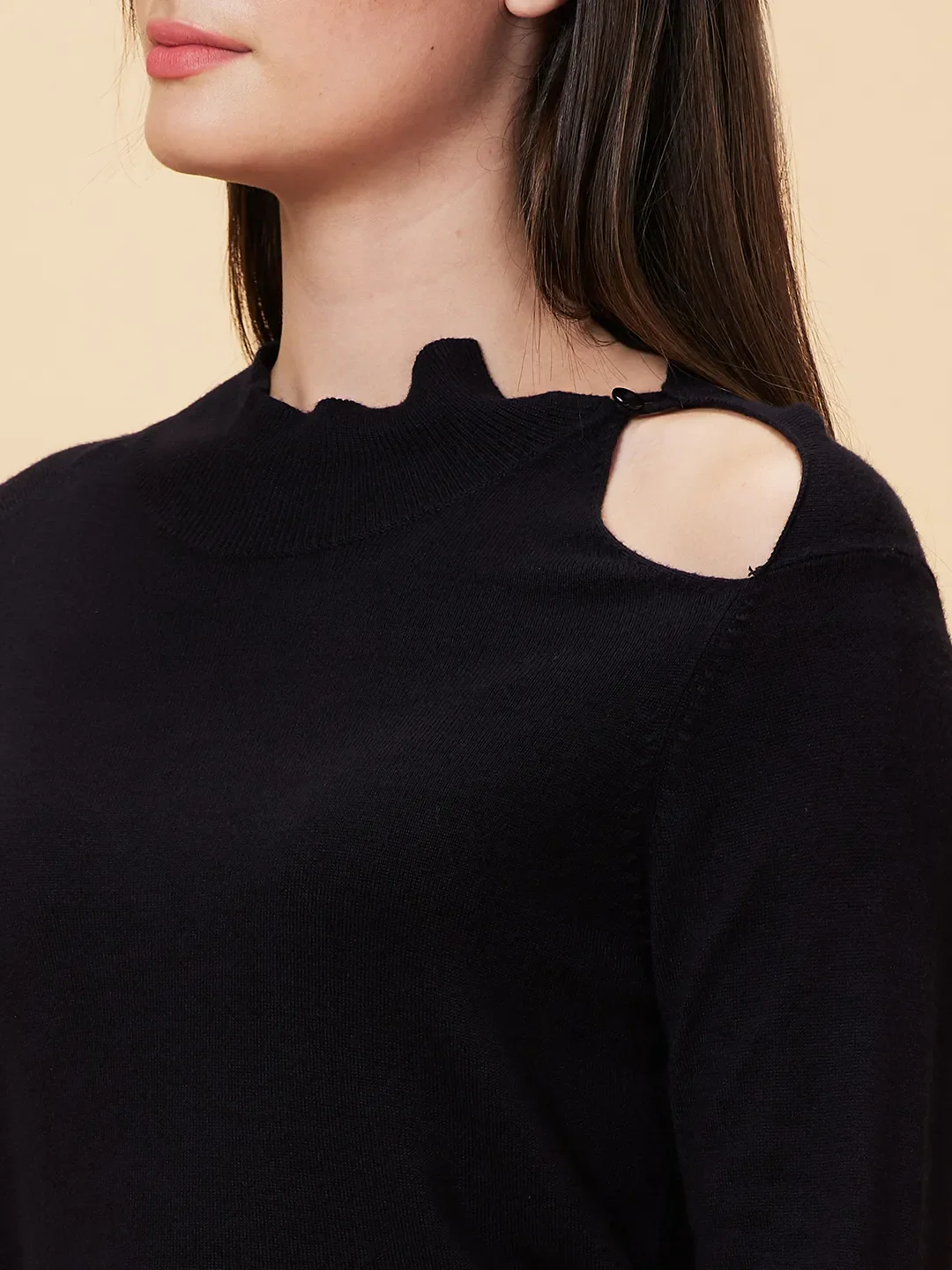 Black Slim Fit Women's Long Sleeve Sweater By Being Human Clothing - Image 4