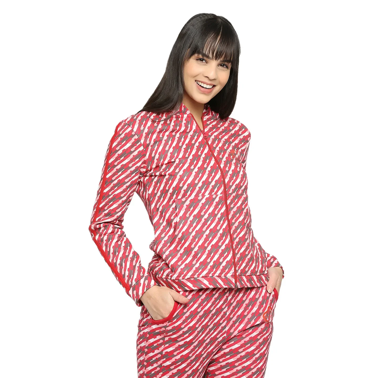 Red Slim Fit  Long Sleeves Women's Hoodie by Being Human Clothing - Image 3