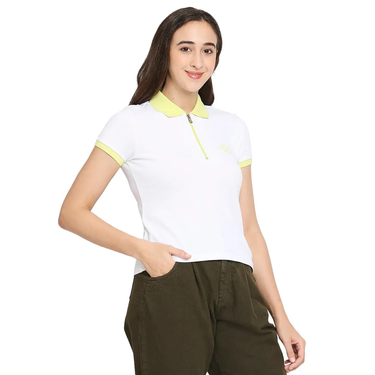 White Slim Fit Women's Cotton Short Sleeve Cropped T-Shirt By Being Human Clothing - Image 3