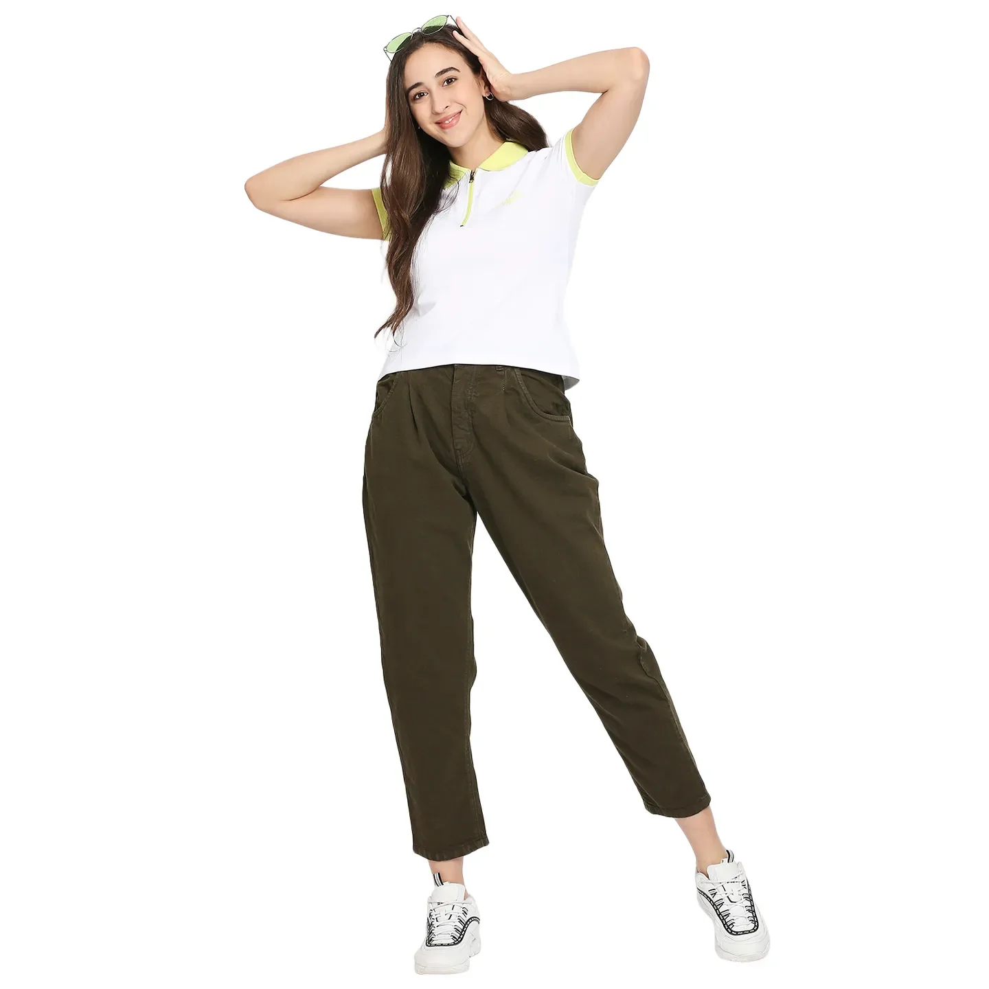 White Slim Fit Women's Cotton Short Sleeve Cropped T-Shirt By Being Human Clothing - Image 6