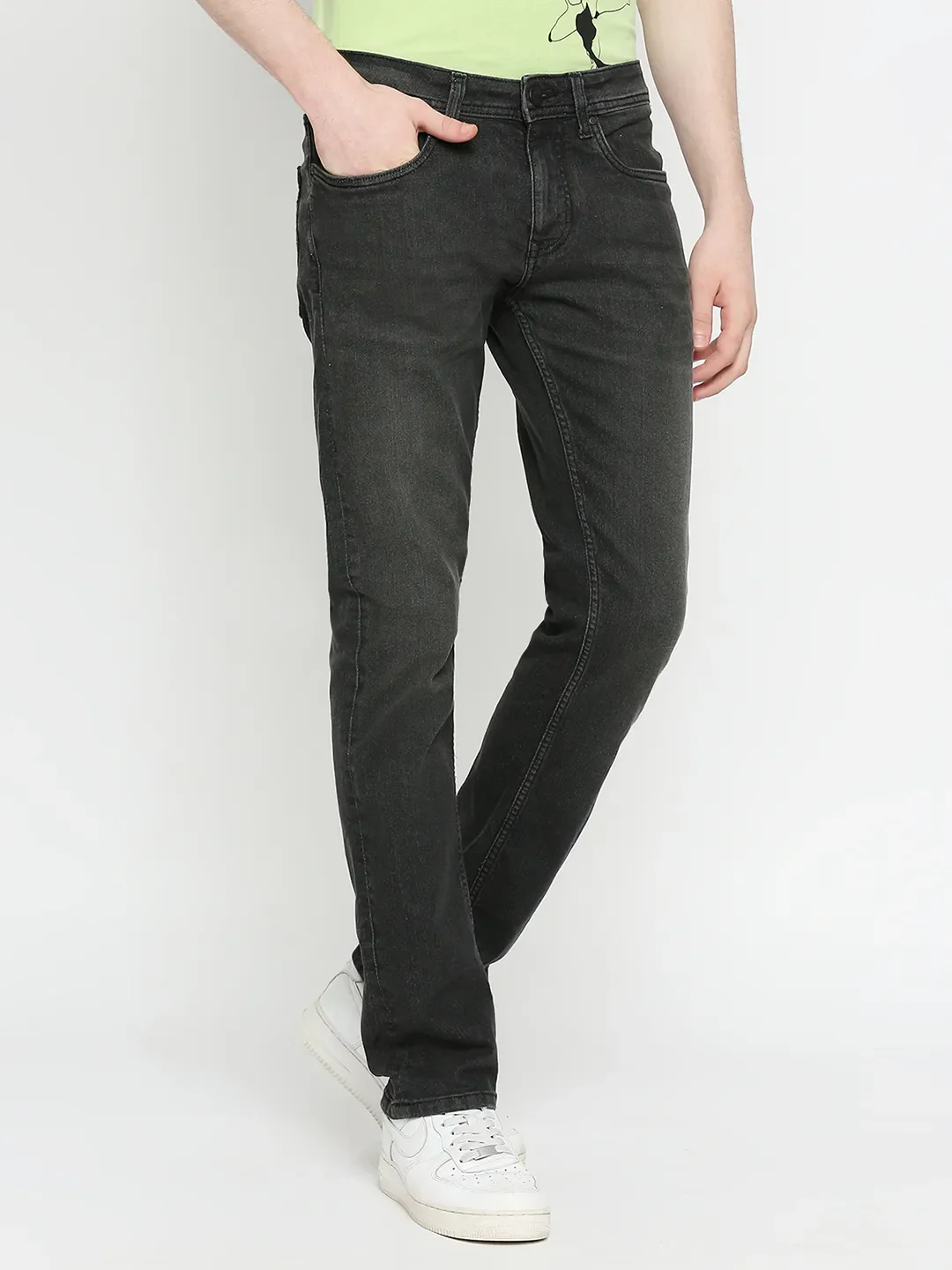 Black Slim Straight Fit Men's Denims by Being Human Clothing - Image 3