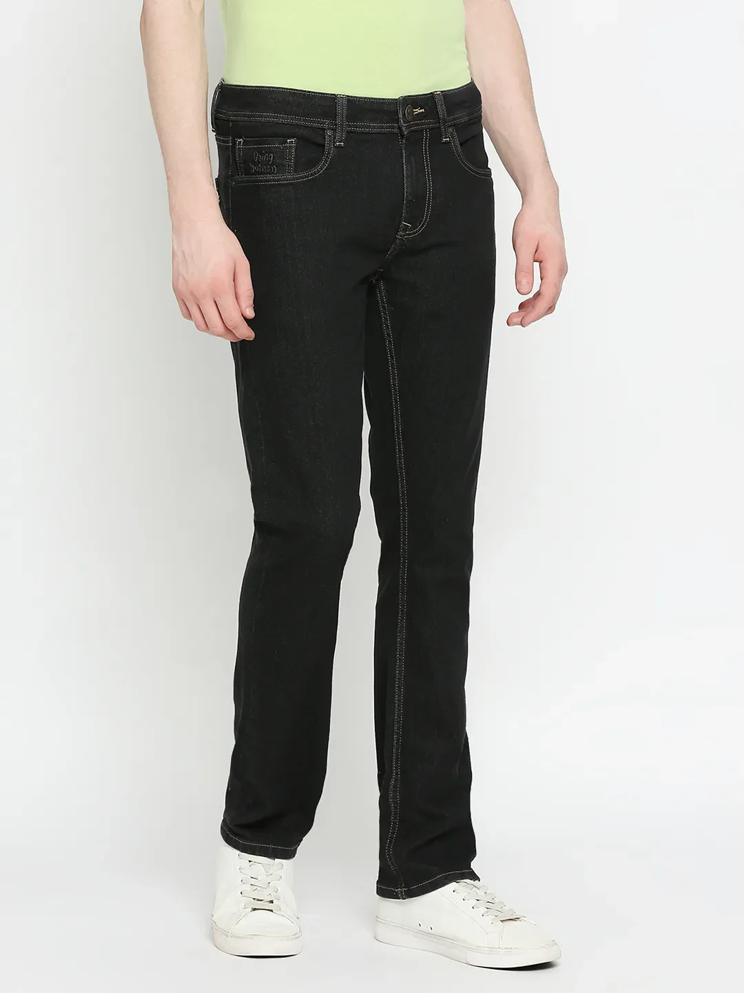 Black Slim Straight Fit Men's Denims by Being Human Clothing - Image 3