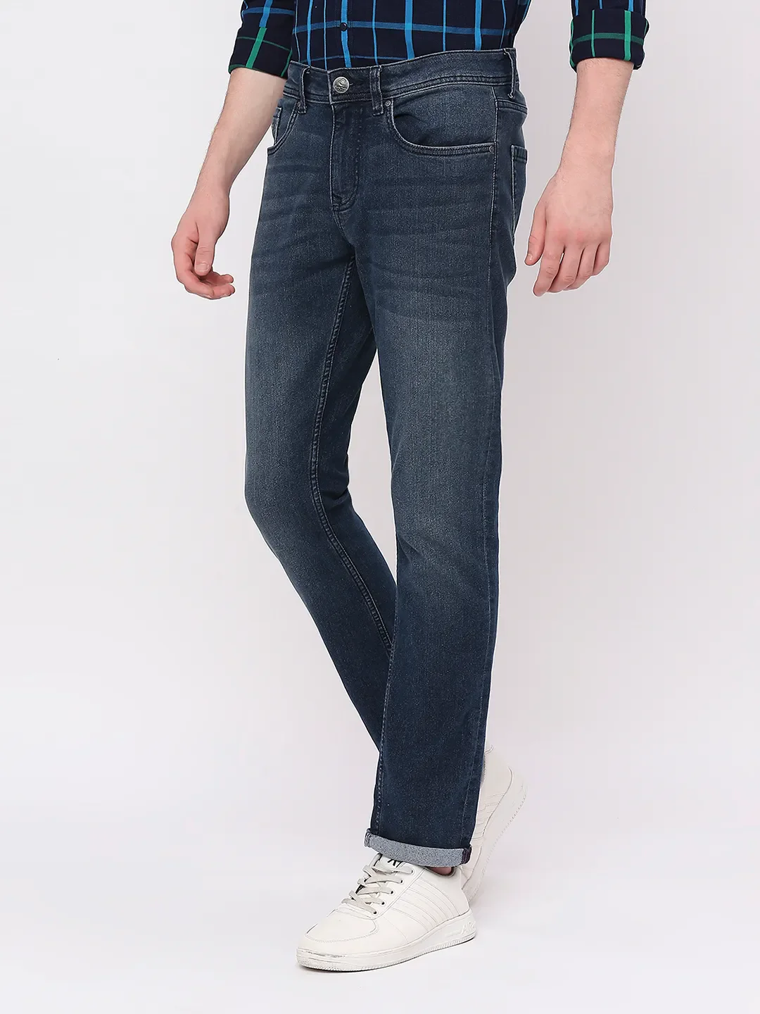 Blue Slim Straight Fit Men's Denims by Being Human Clothing - Image 2