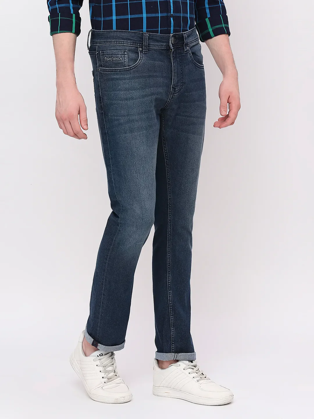 Blue Slim Straight Fit Men's Denims by Being Human Clothing - Image 3