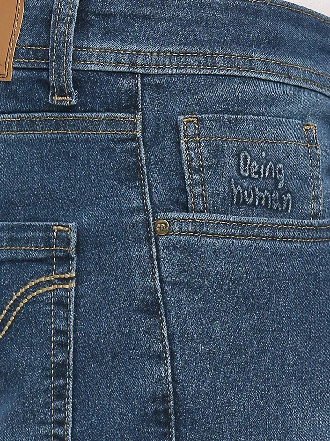 Blue Slim Straight Fit Men's Denims by Being Human Clothing - Image 5