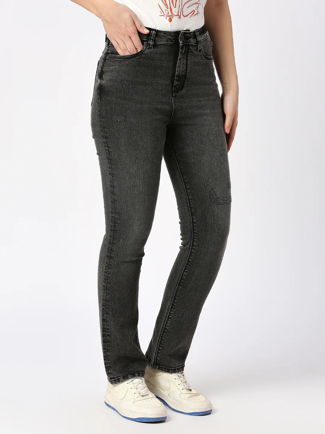 Black Slim Fit High Rise Women's Denim By Being Human Clothing - Image 3
