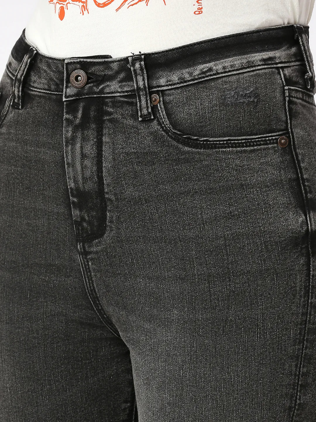 Black Slim Fit High Rise Women's Denim By Being Human Clothing - Image 5