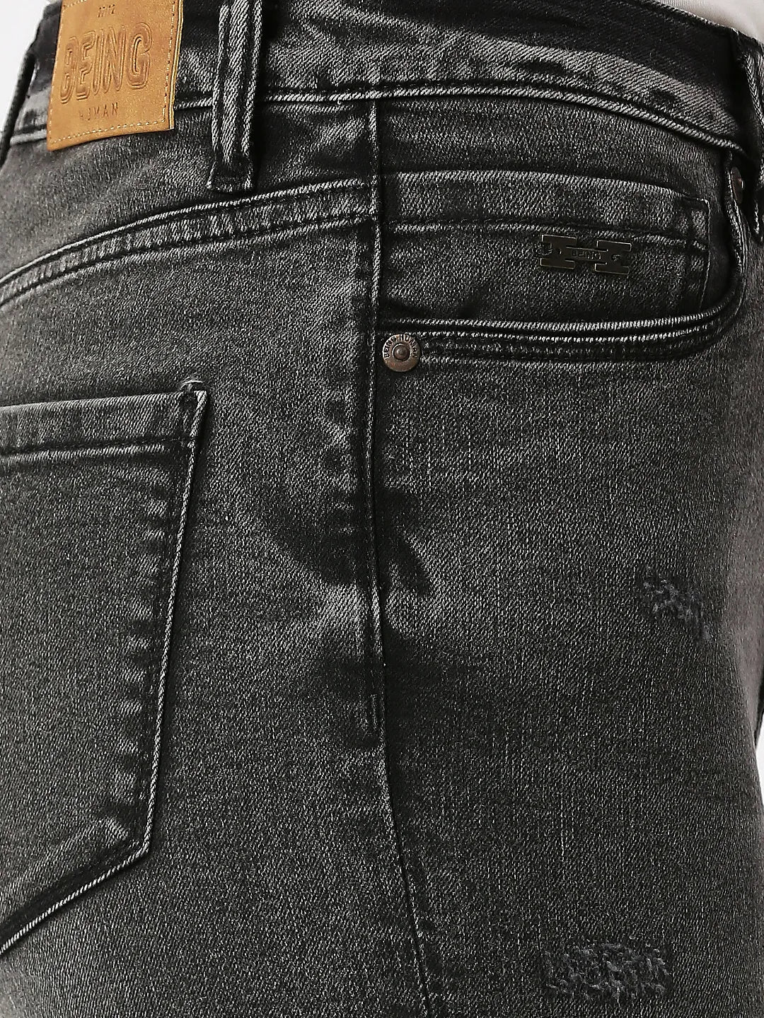 Black Slim Fit High Rise Women's Denim By Being Human Clothing - Image 6