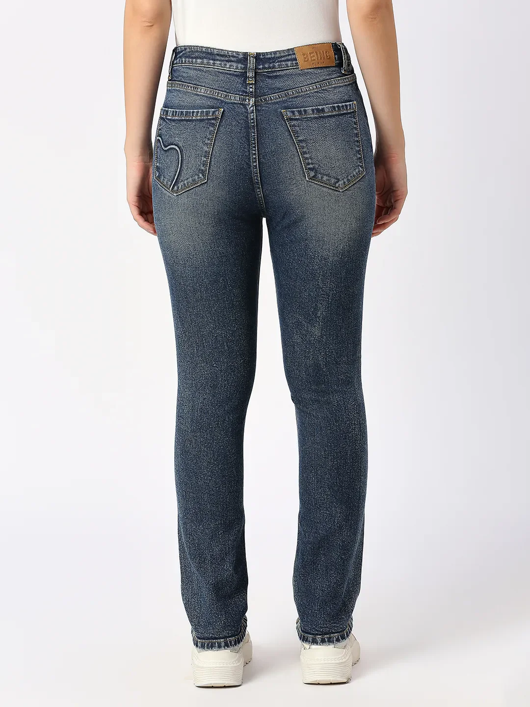 Dark Blue Slim Straight High Rise Women's Denim By Being Human Clothing - Image 5