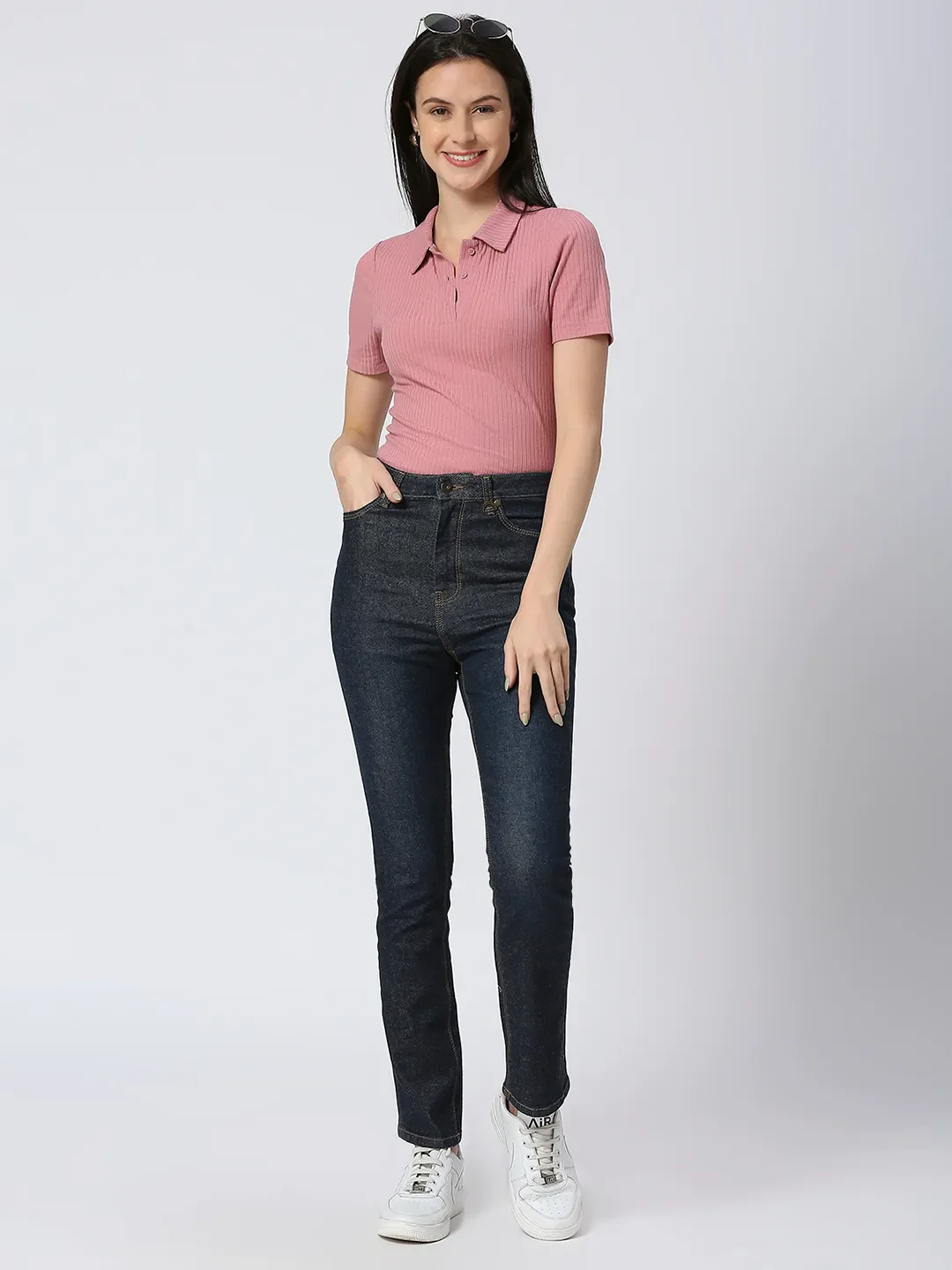 Dark Indigo Slim Straight High Rise Women's Denim By Being Human Clothing - Image 7