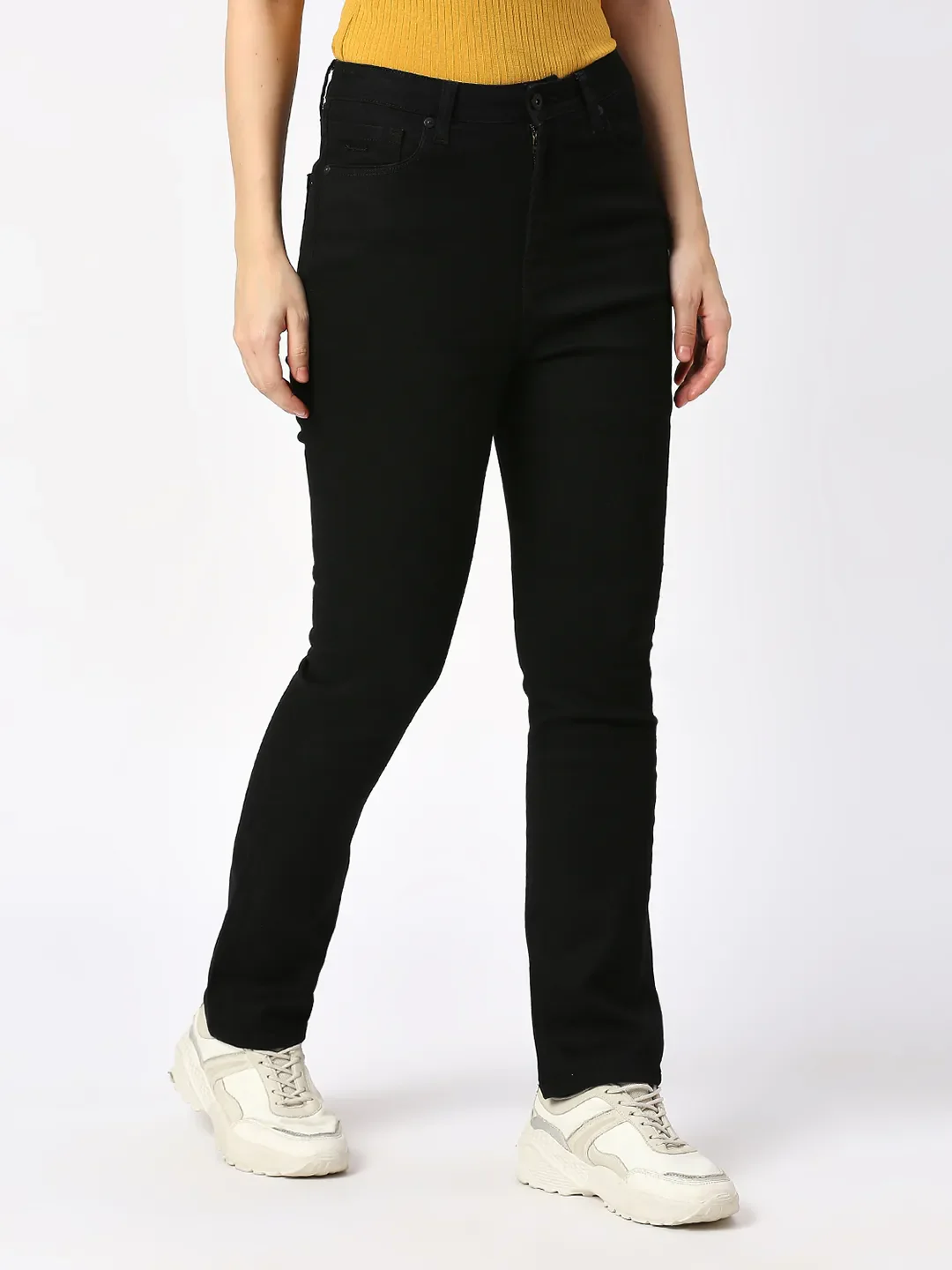 Black Slim Straight High Rise Women's Denim By Being Human Clothing - Image 3