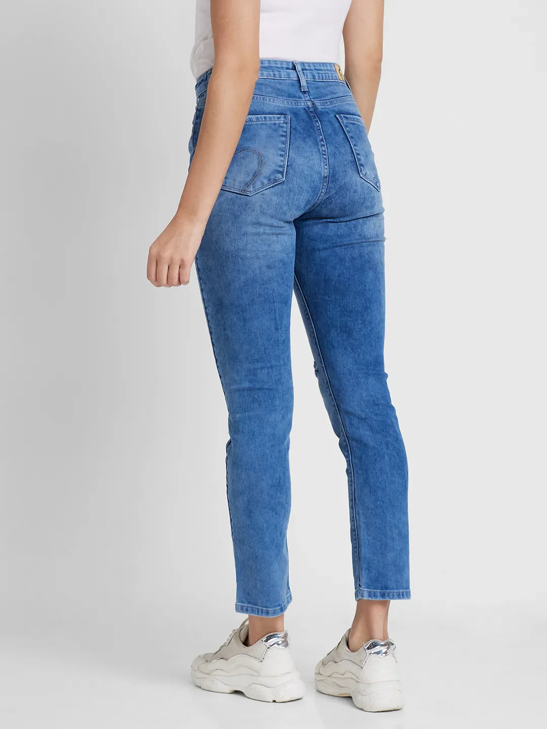 Blue High Rise Straight Fit Women's Denim By Being Human Clothing - Image 3