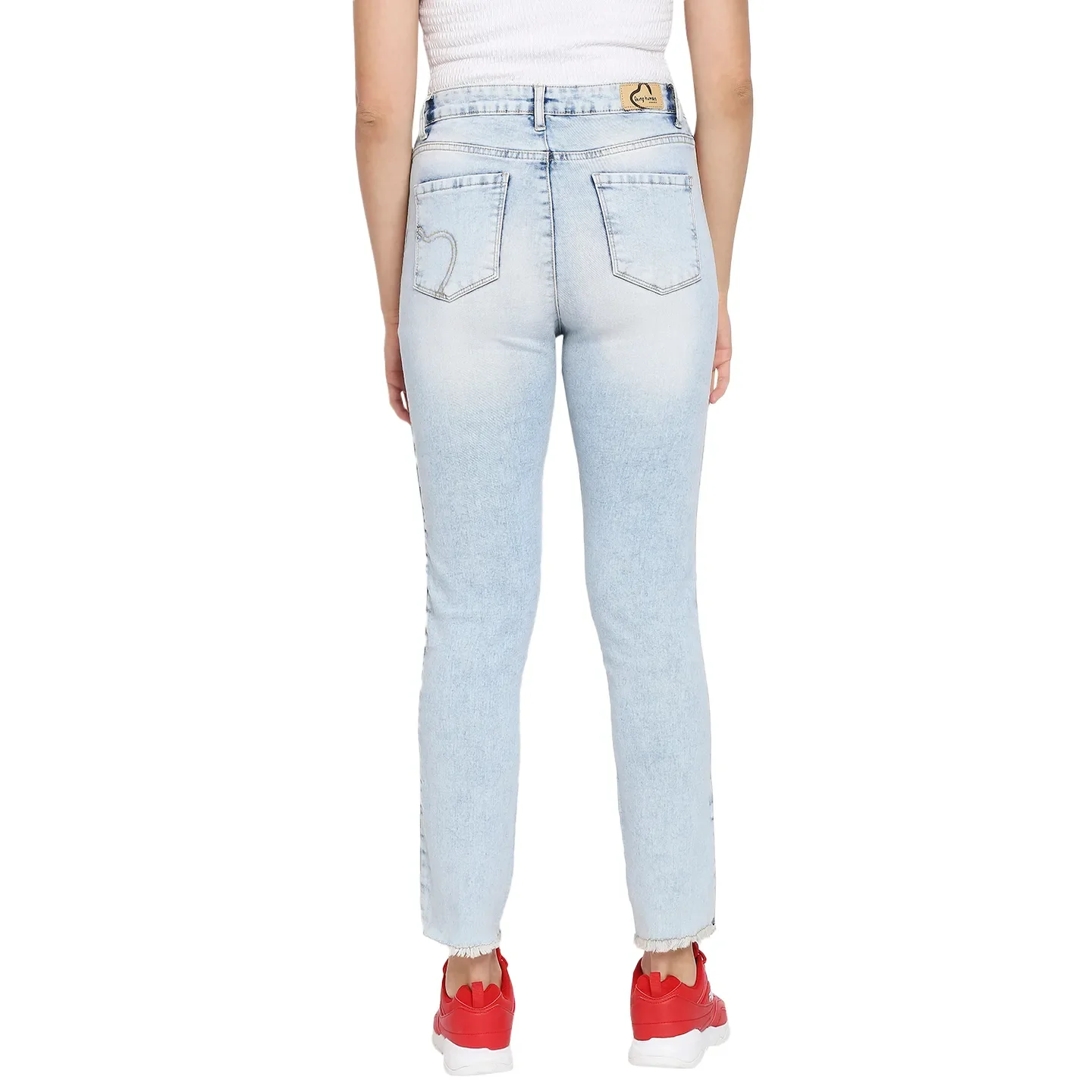Blue High Rise Straight Fit Cotton Women's Denims by Being Human Clothing - Image 3