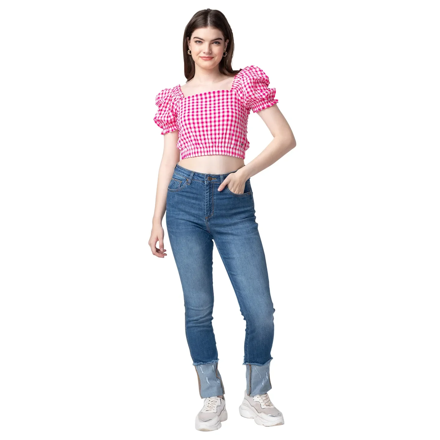 Blue High Rise Straight Fit Women's Denim By Being Human Clothing - Image 5