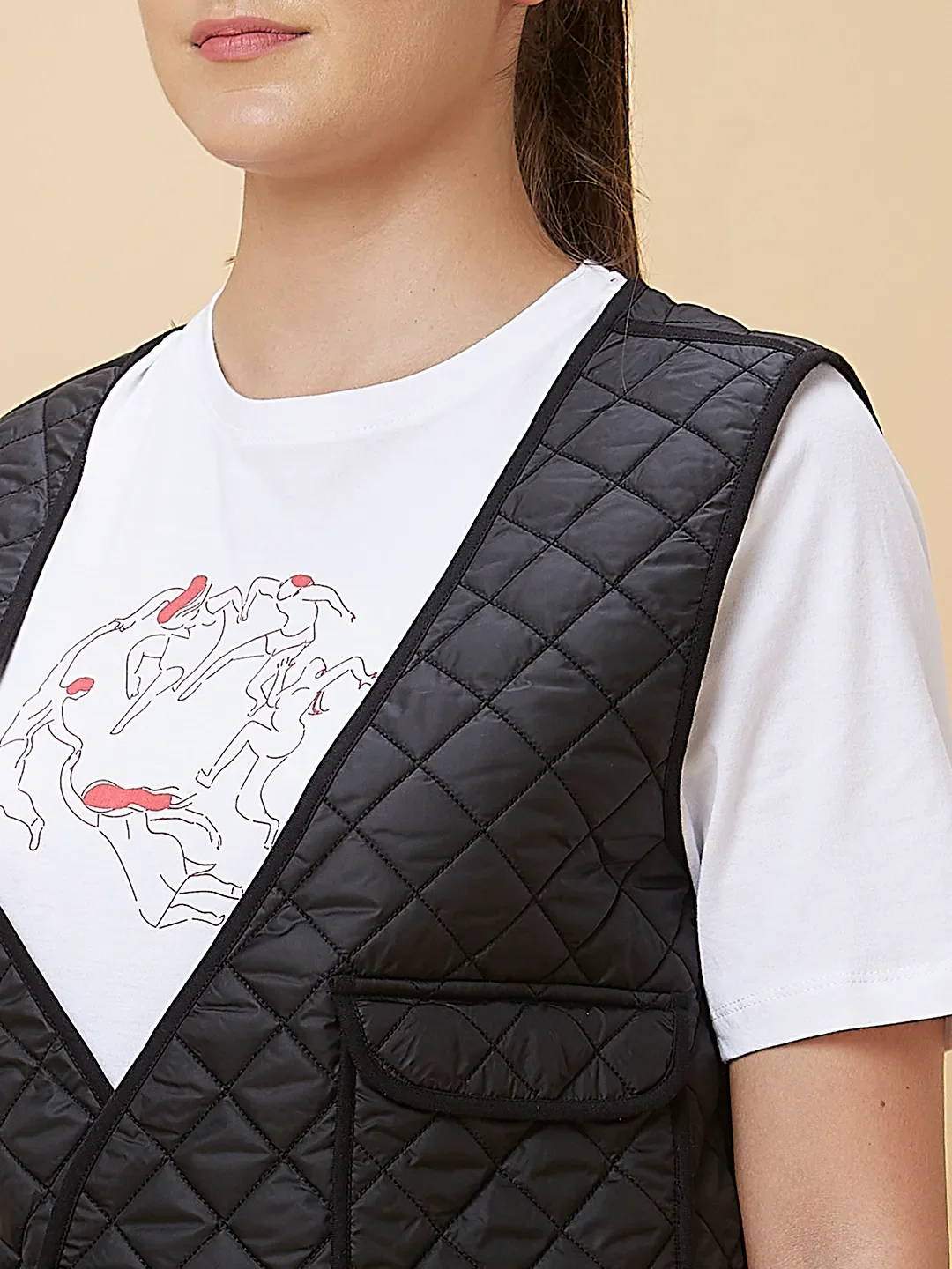Black & White Waist Coat Women's Jacket By Being Human Clothing - Image 5
