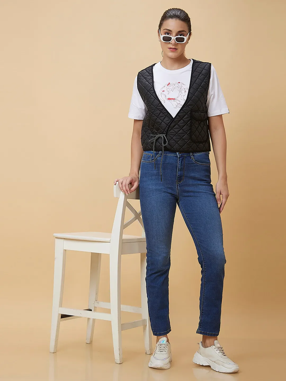 Black & White Waist Coat Women's Jacket By Being Human Clothing - Image 6
