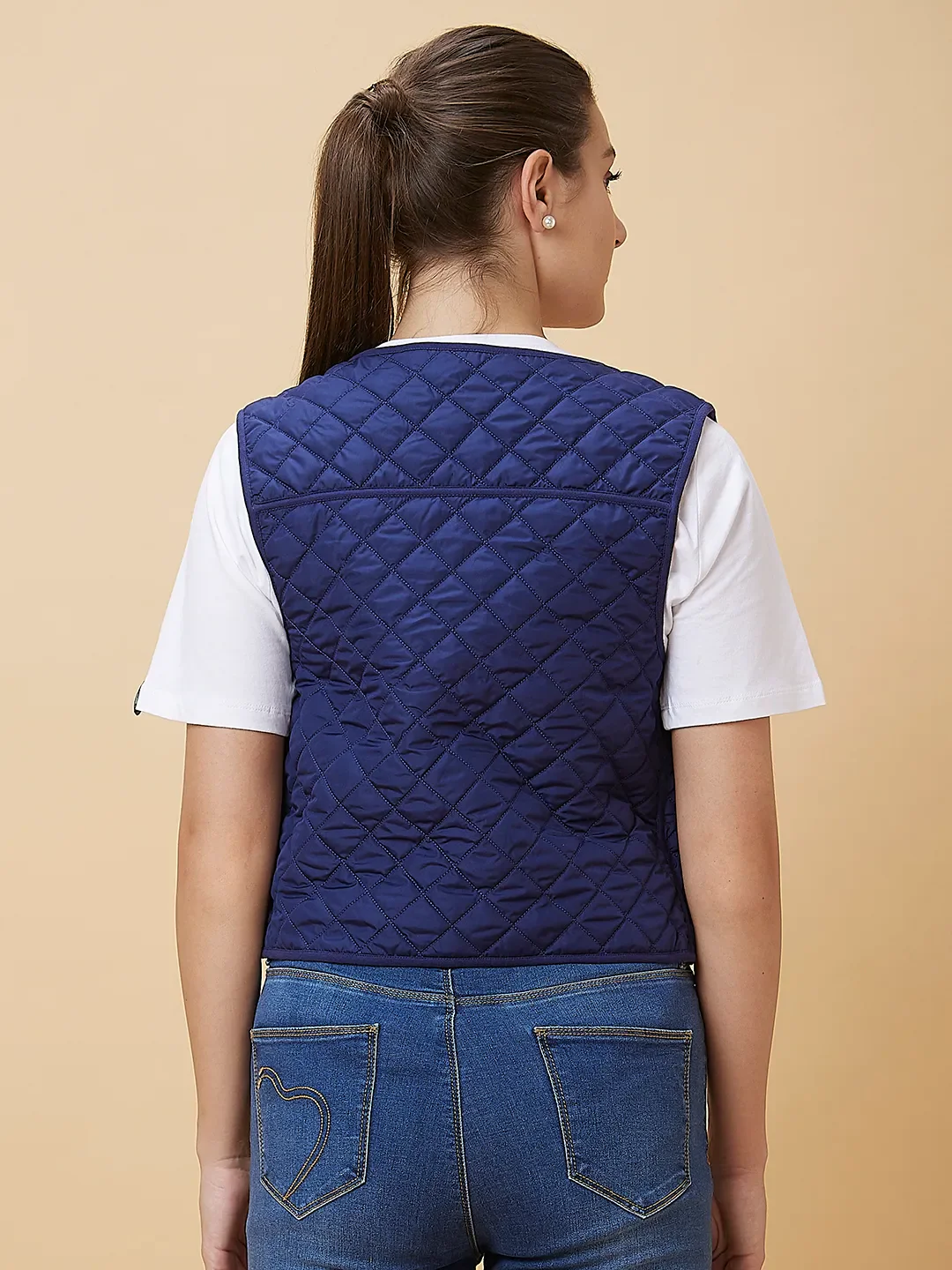 Cobalt & Black Waist Coat Women's Jacket By Being Human Clothing - Image 3