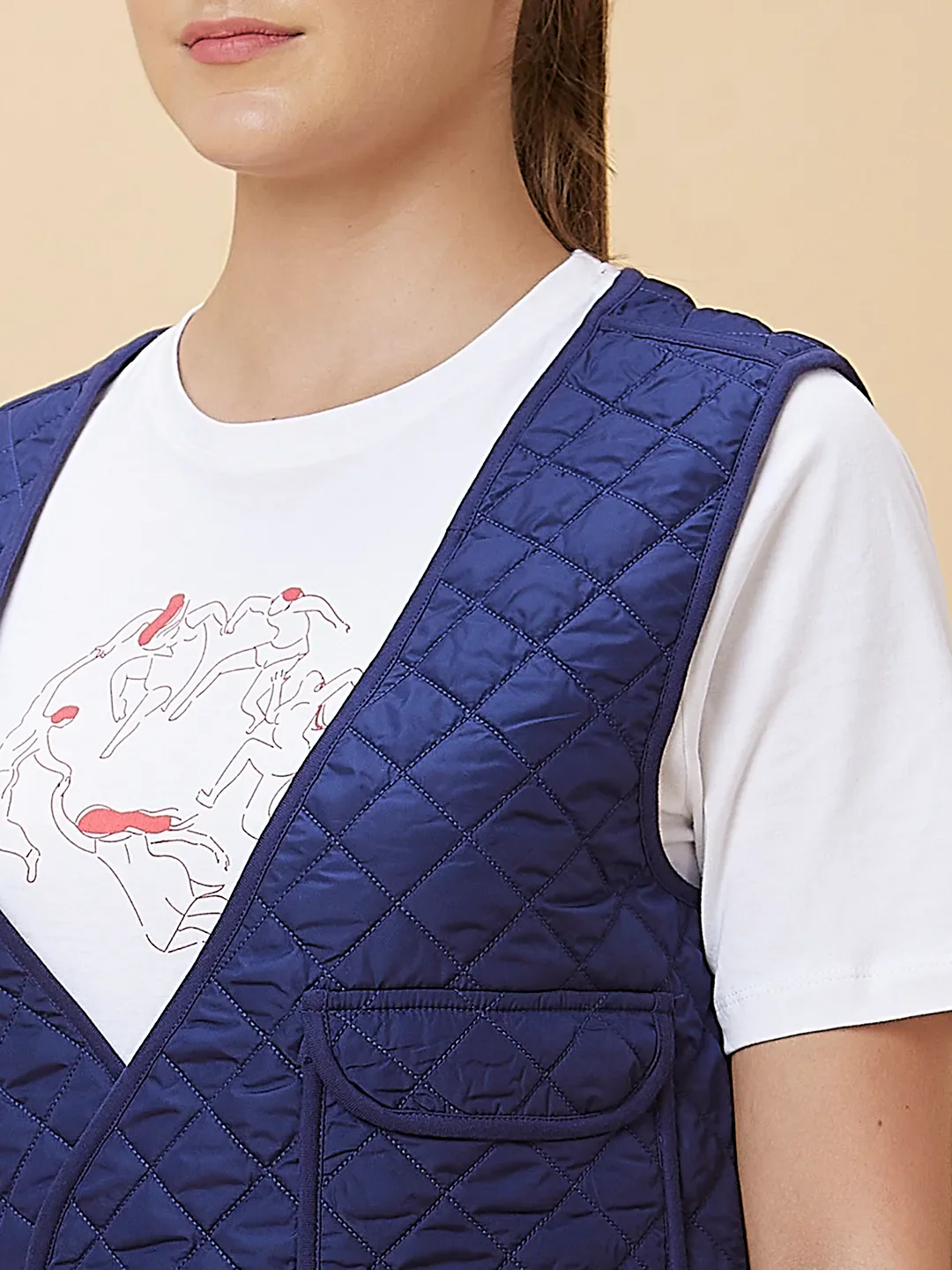 Cobalt & Black Waist Coat Women's Jacket By Being Human Clothing - Image 5