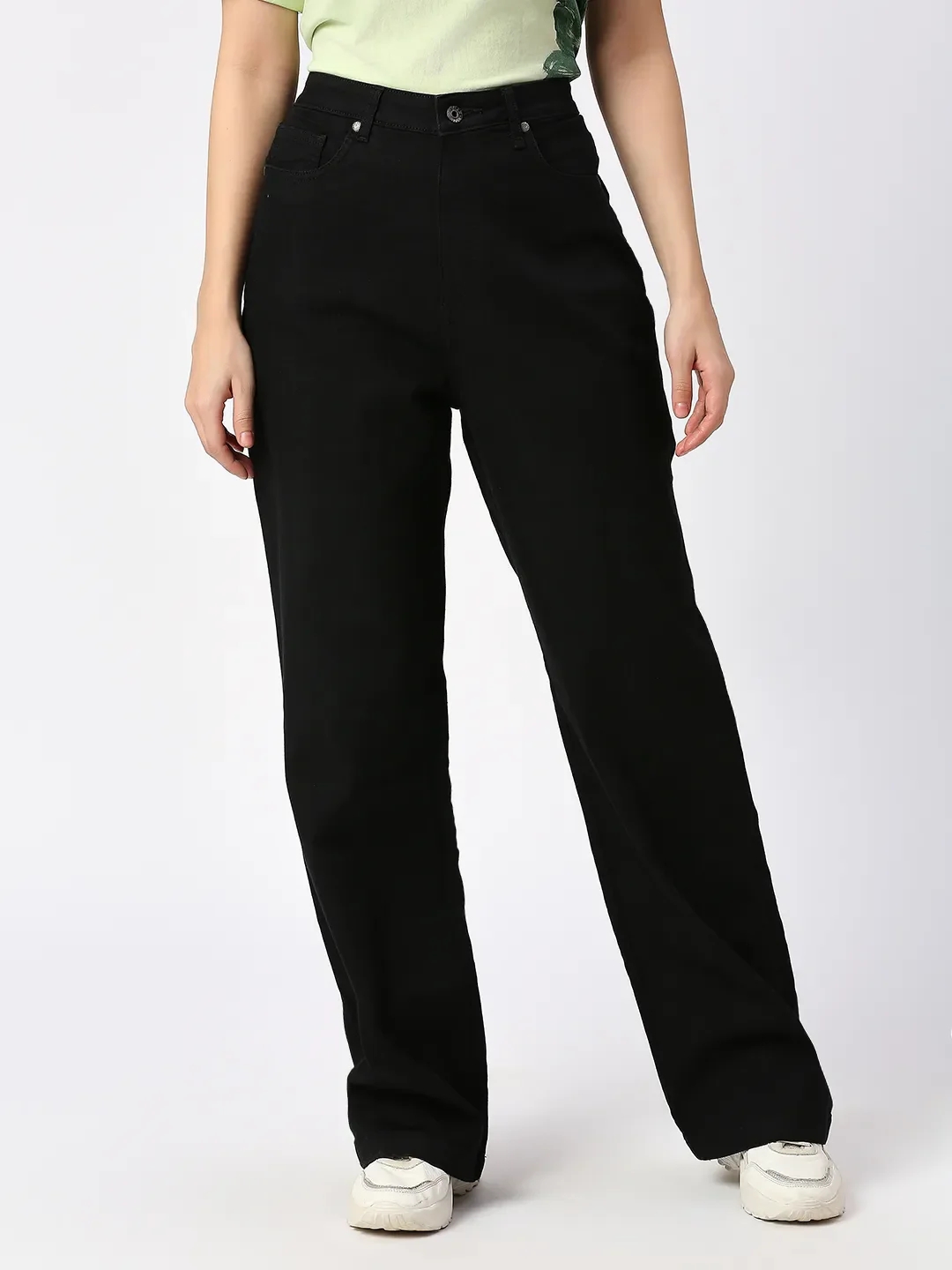 Black Wide Flare Leg High Rise Women's Denim By Being Human Clothing