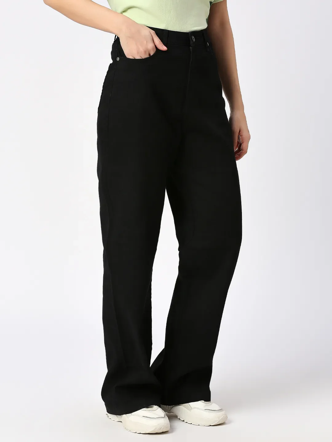 Black Wide Flare Leg High Rise Women's Denim By Being Human Clothing - Image 3
