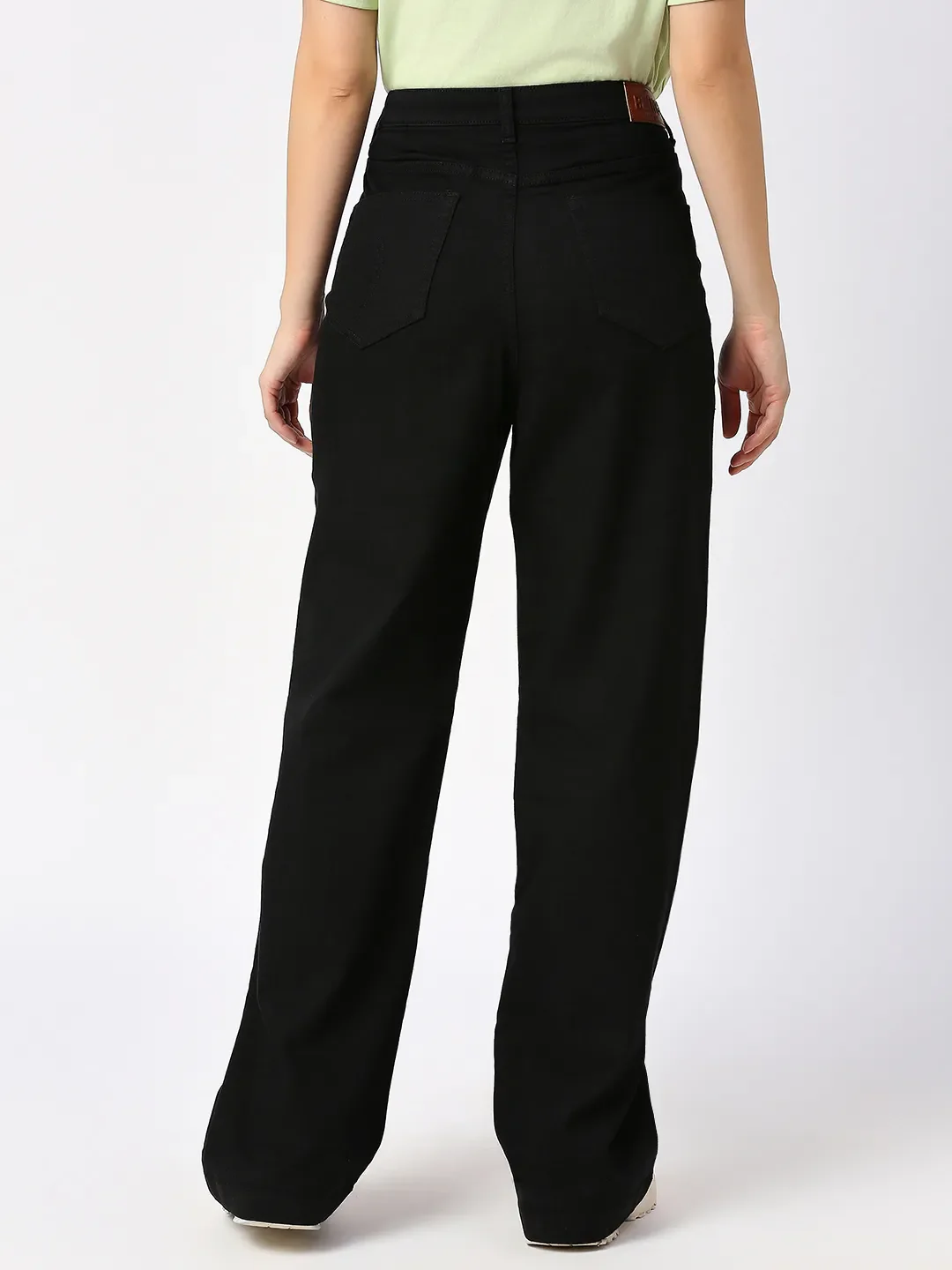 Black Wide Flare Leg High Rise Women's Denim By Being Human Clothing - Image 4