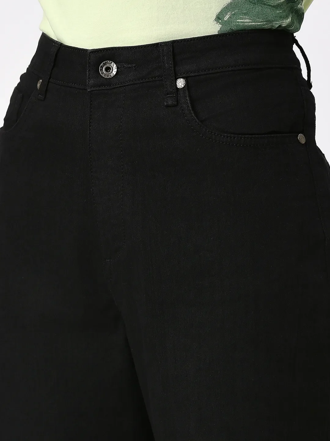 Black Wide Flare Leg High Rise Women's Denim By Being Human Clothing - Image 5