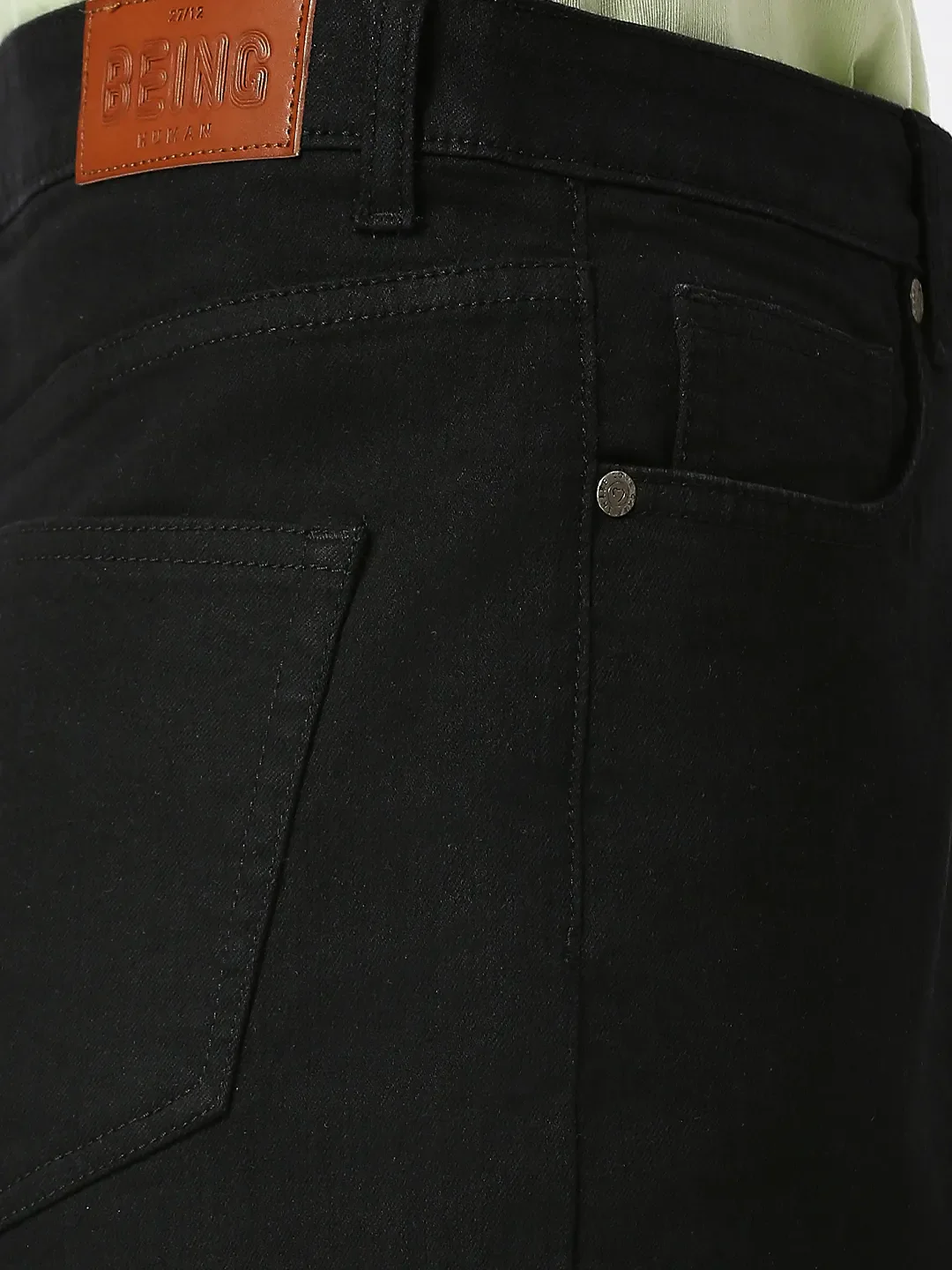 Black Wide Flare Leg High Rise Women's Denim By Being Human Clothing - Image 6